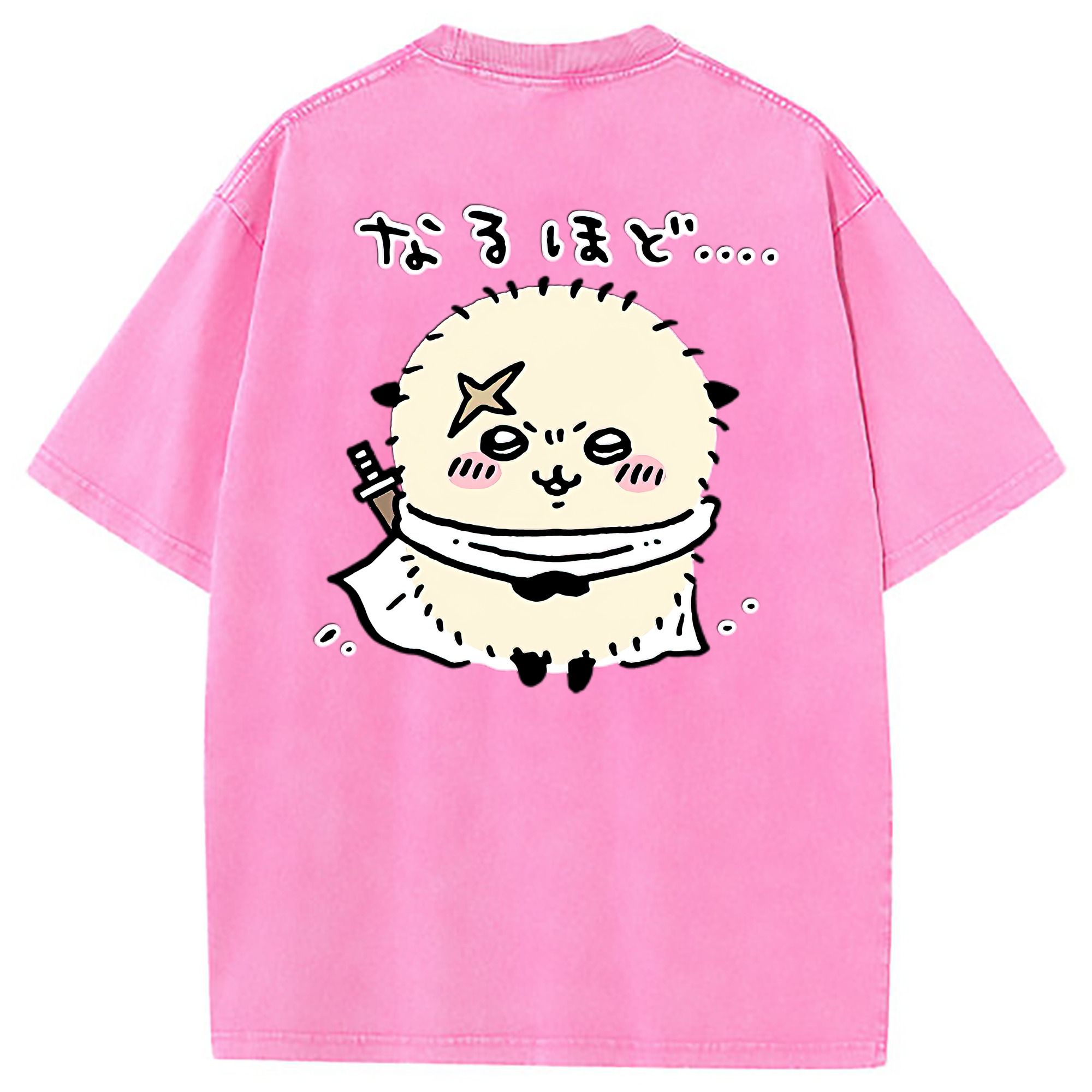 （画像用） ちいかわ ラッコ Chii-kawa Sea otter 綿100% ヴィンテージ風 半袖Tシャツ（背面プリント）